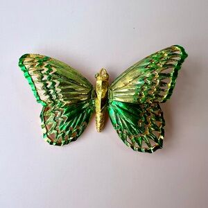 Vintage Carlyle Green Butterfly Brooch Flutter Wing Statement Pin